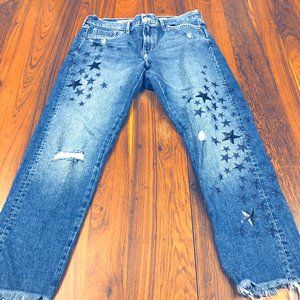 Anthropologie Slim Boyfriend Jeans with Blue Stars